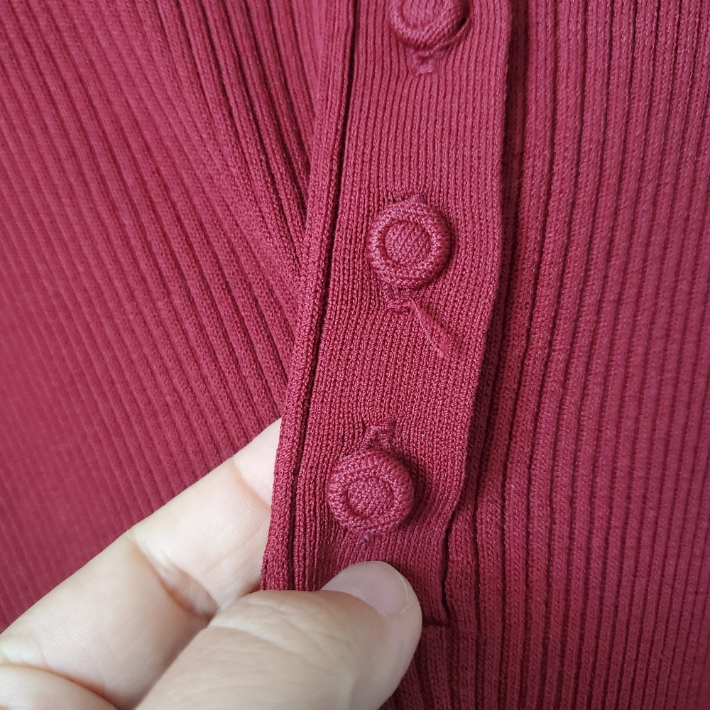 Loft Ribbed Half-Button Fitted Top - image 4